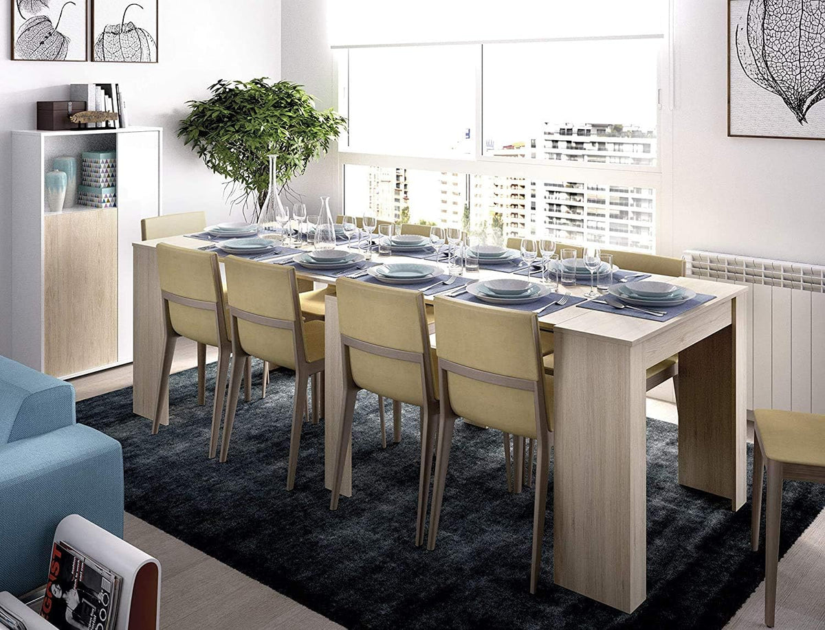 Mobelcenter - Mesa de Jantar Consola Extensível, Mesa para Sala de Estar, Hall de Entrada ou Cozinha, Mesa Sanfona Extensível, Cor Cimento (1127)