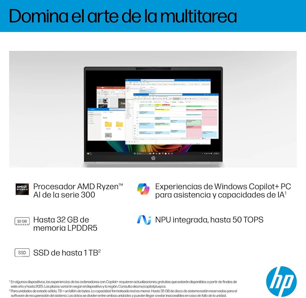 HP OmniBook 5 16″ OLED, Notebook (Processador AMD Ryzen AI 7 350, 32 GB RAM, 1 TB SSD, Placa Gráfica AMD Radeon 860M, Windows 11 Home) Azul - Teclado QWERTY Espanhol