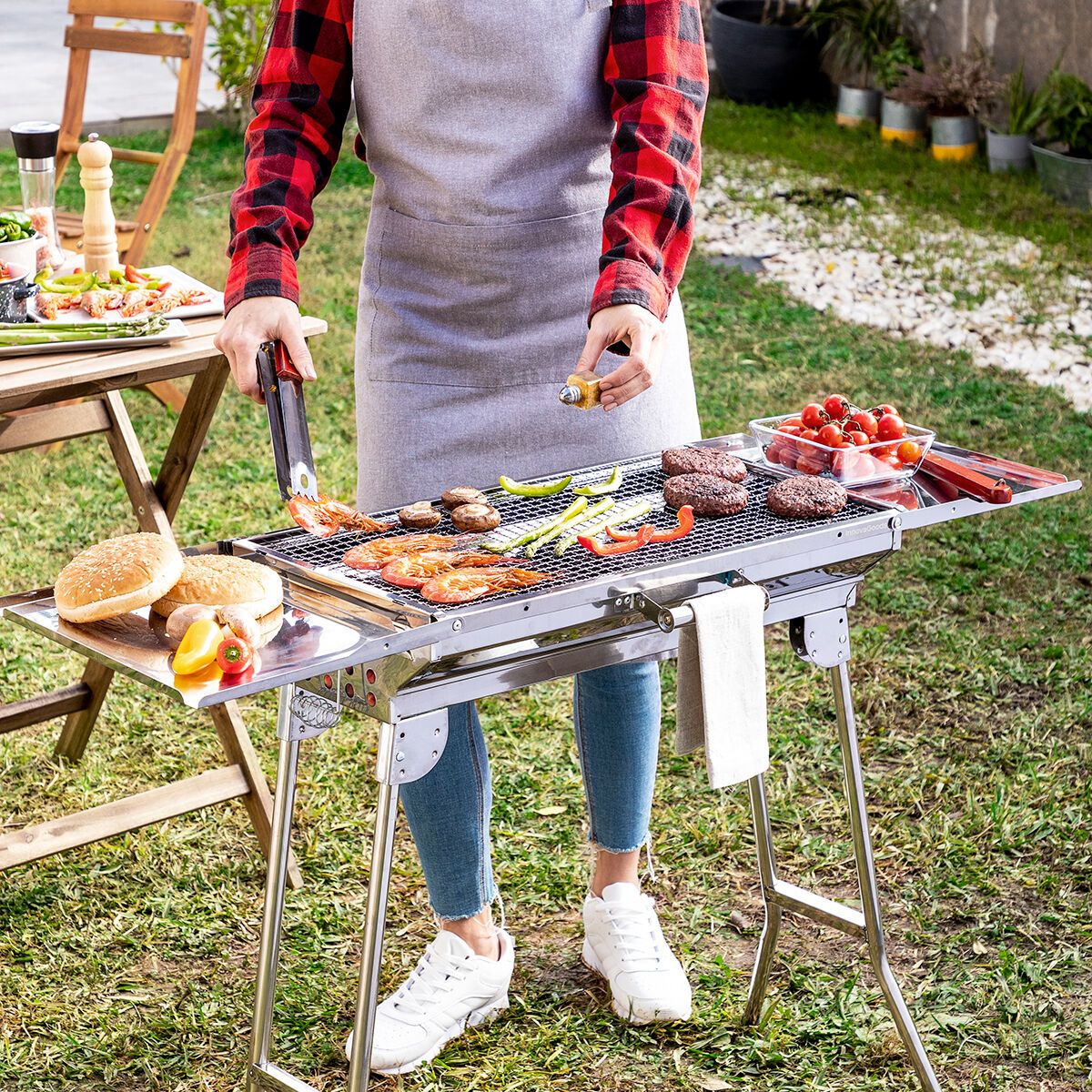 Churrasqueira Dobrável de Carvão de Aço Inoxidável Innovagoods Aço Inoxidável Aço