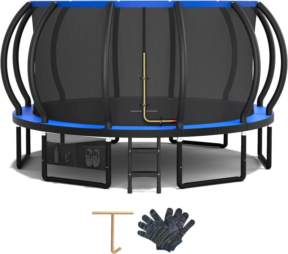 Devoko Cama Elástica Exterior para Crianças Ø 228/305/366/427 cm, Trampolim de Jardim Exterior Abóbora com Certificação GS com Rede de Segurança, Escada, Capacidade 150 kg