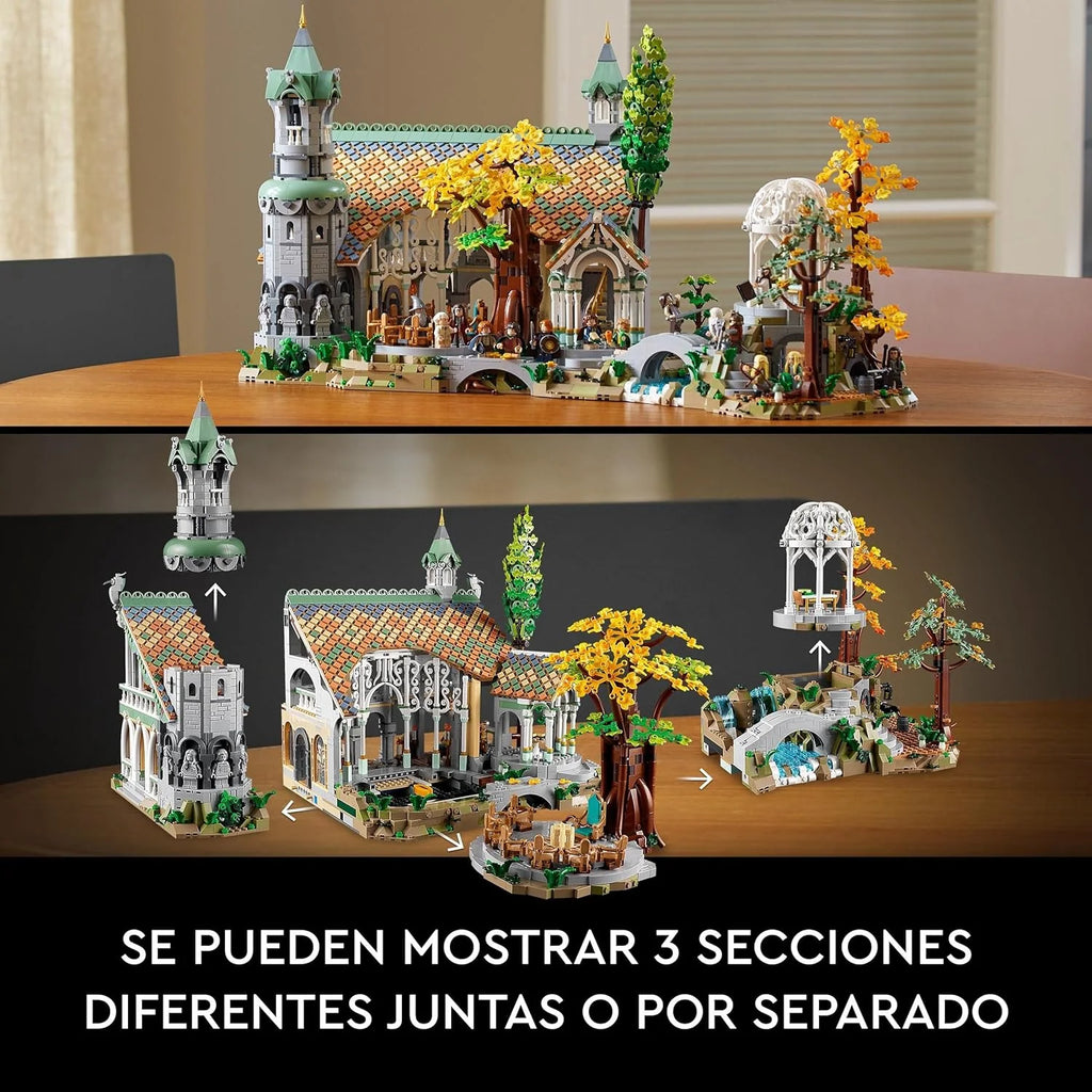 Ícones DE O SENHOR DOS ANÉIS: RIVENDELL - Presente de Dia dos Pais - Modelo para Construir da Terra Média - Conjunto Grande com 15 Minifiguras Incluindo Frodo, Bilbo, Gandalf e Legolas 10316