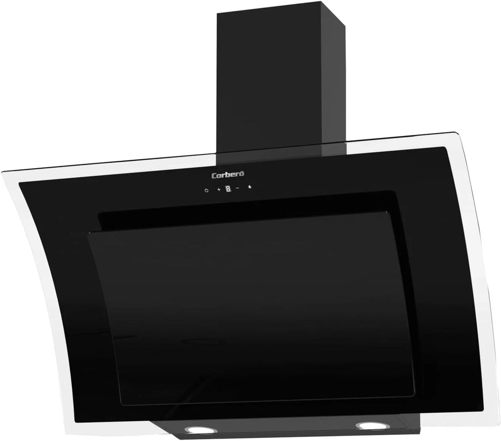 Corberó - Coifa Decorativa | NYASA9000B | 90 cm | 3 Velocidades, Controle Touch, Vazão 1000 m3/h | Vidro Preto