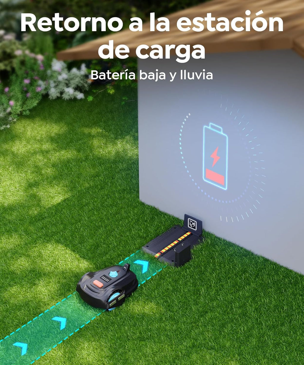 M800Plus Robô Cortador de Grama sem Fio, 800 m², Posicionamento GPS + Visão IA, Robô Cortador de Grama Sem Fio, Modo de Corte em U, Detecção de 150 Obstáculos, Carregamento Automático, App