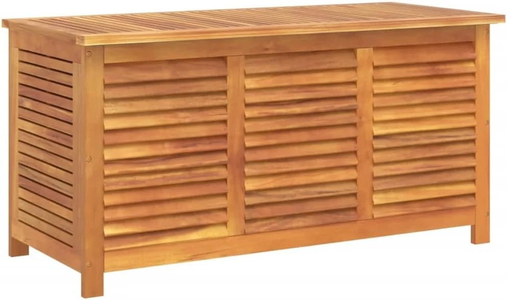 Baú de Armazenamento em Madeira de Acácia, Baú de Armazenamento, Banco de Armazenamento, Caixa de Armazenamento para Jardim, para Interiores e Exteriores, 113 x 50 x 56 cm