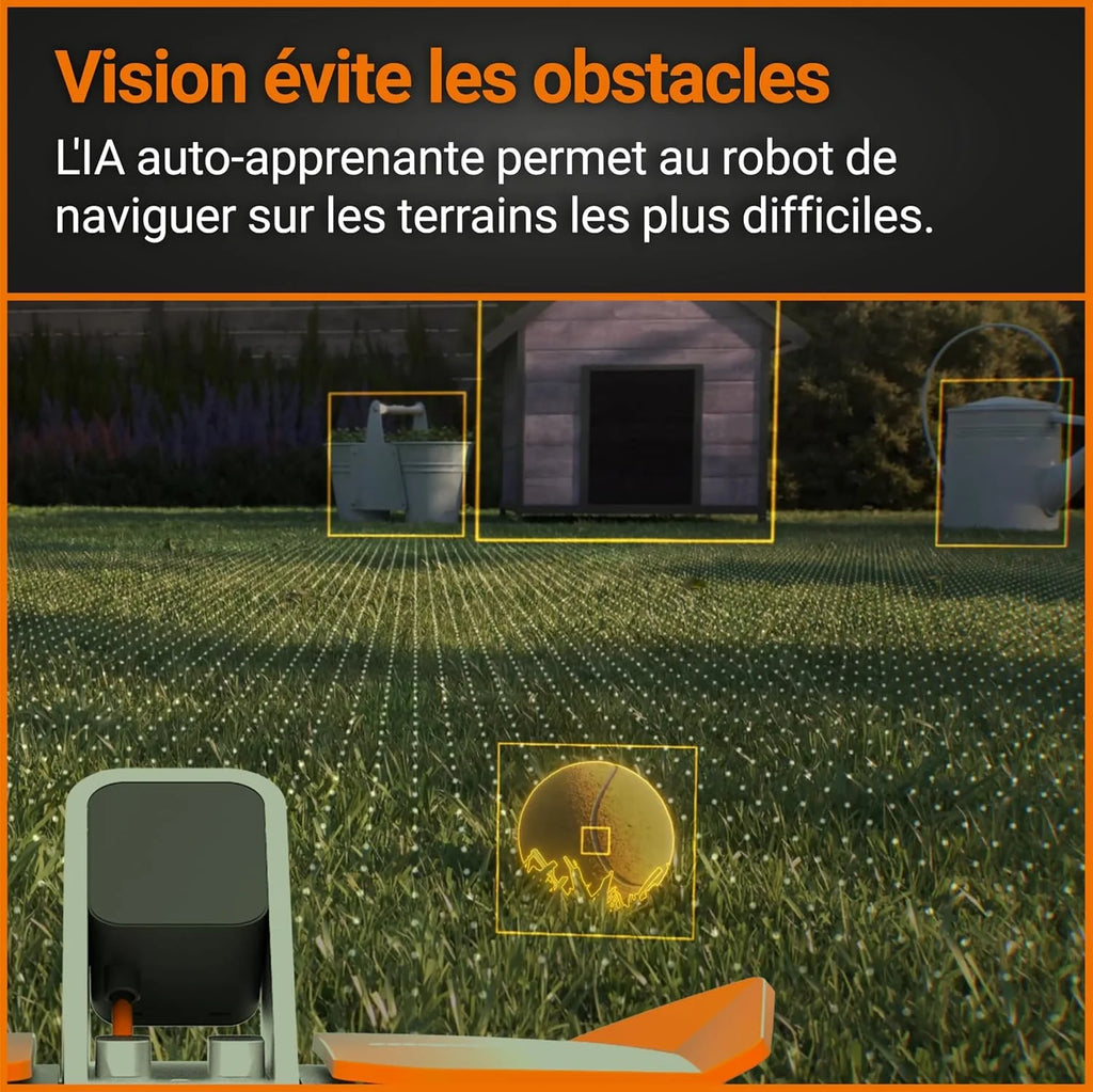 WORX Landroid Vision S250 WR202E Robô Cortador de Grama para Jardins de até 250 m² – Robô Cortador de Grama Inteligente sem Fio Delimitador – WiFi e Bluetooth – Prevenção Ativa de Obstáculos com