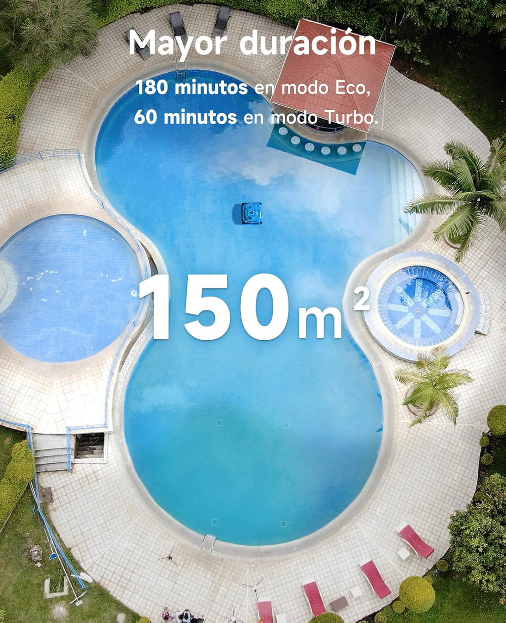 WYBOT C2 Limpa-Fundos de Piscina, Robô Limpa-Fundos de Piscina Sem Fio 150m², Filtragem Dupla, 3 Motores, Sucção Potente, Limpeza de Paredes e Linha de Água, 180 Min, App (Cinza-Verde Cinza)