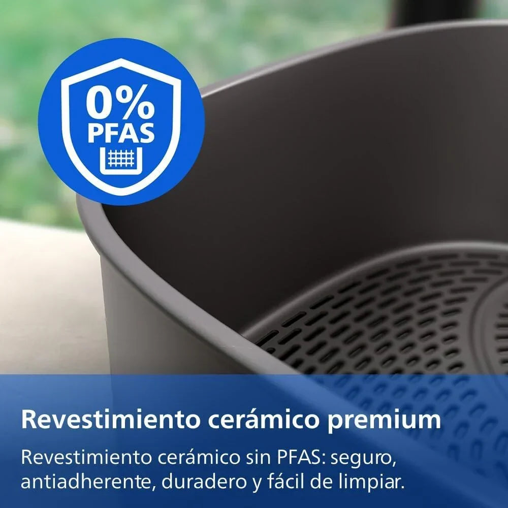 Fritadeira sem Óleo Philips Airfryer Série 4000 Cesto Vertical Duplo 10L – Tecnologia RapidAir, Sincronização, 2 Cestos Simultaneamente, 45% Menos Espaço, Revestimento Cerâmico Livre de PFAS, Janelas de Visualização (NA460/00)