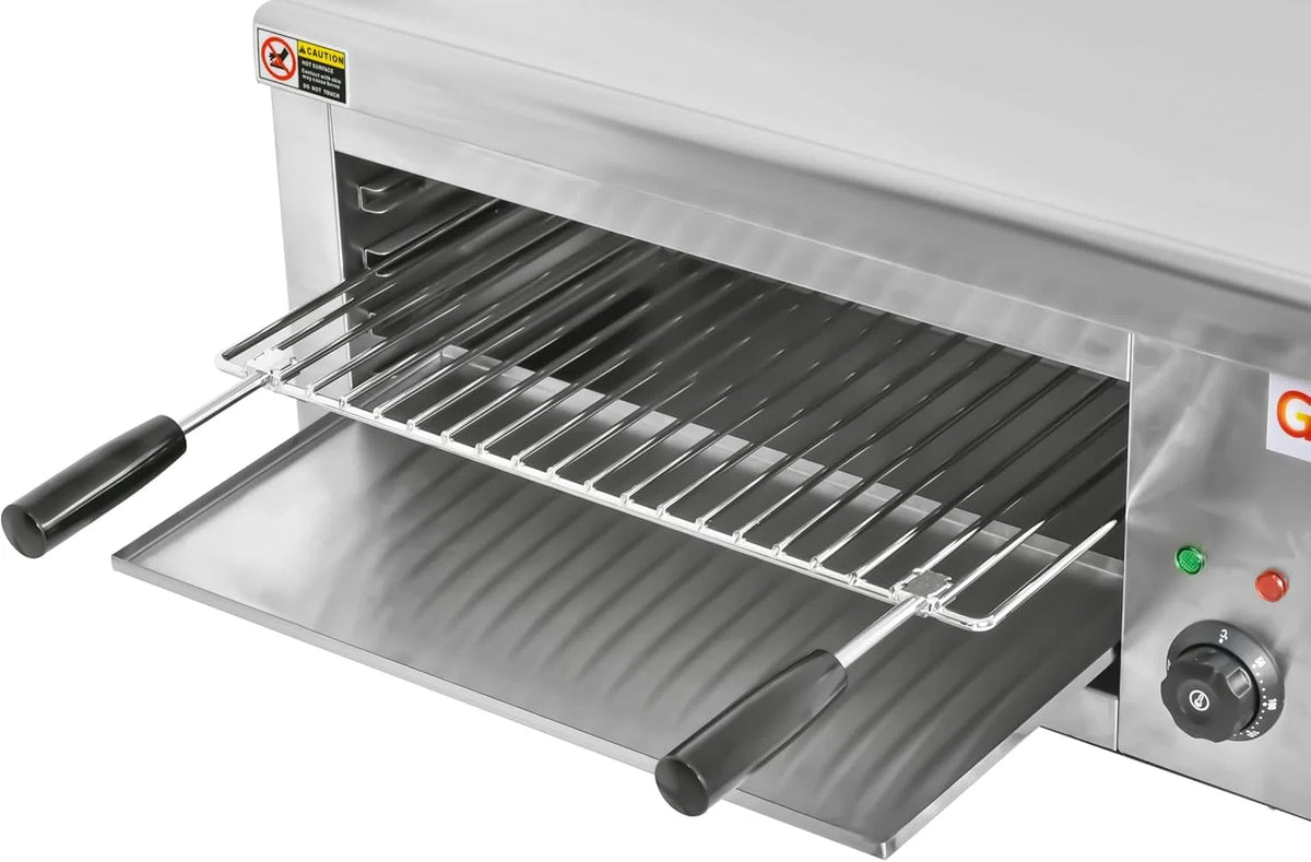 Salamandra Elétrica Profissional 2000 W – Aço Inoxidável 18/10 – Temporizador 30 min – 50-300 °C – Uso Industrial e Hoteleiro