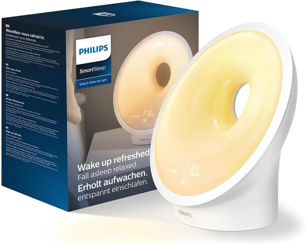 Philips Wake-up Light HF3651/01 Despertador com Luz Natural, Várias Luzes e Sons, Luz Noturna e Rádio FM, com Carregador para Celular, Plástico, Branco, 12 x 19 x 19 cm, 1 kg