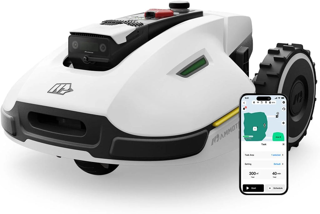 MAMMOTION YUKA 3000 Robô Cortador de Grama sem Fio Delimitador, NetRTK+Visão, sem Antena RTK, Mapeamento Automático, Máx. 4000 m², Rec. 3000 m², com módulo 4G, Inclinação de 50%