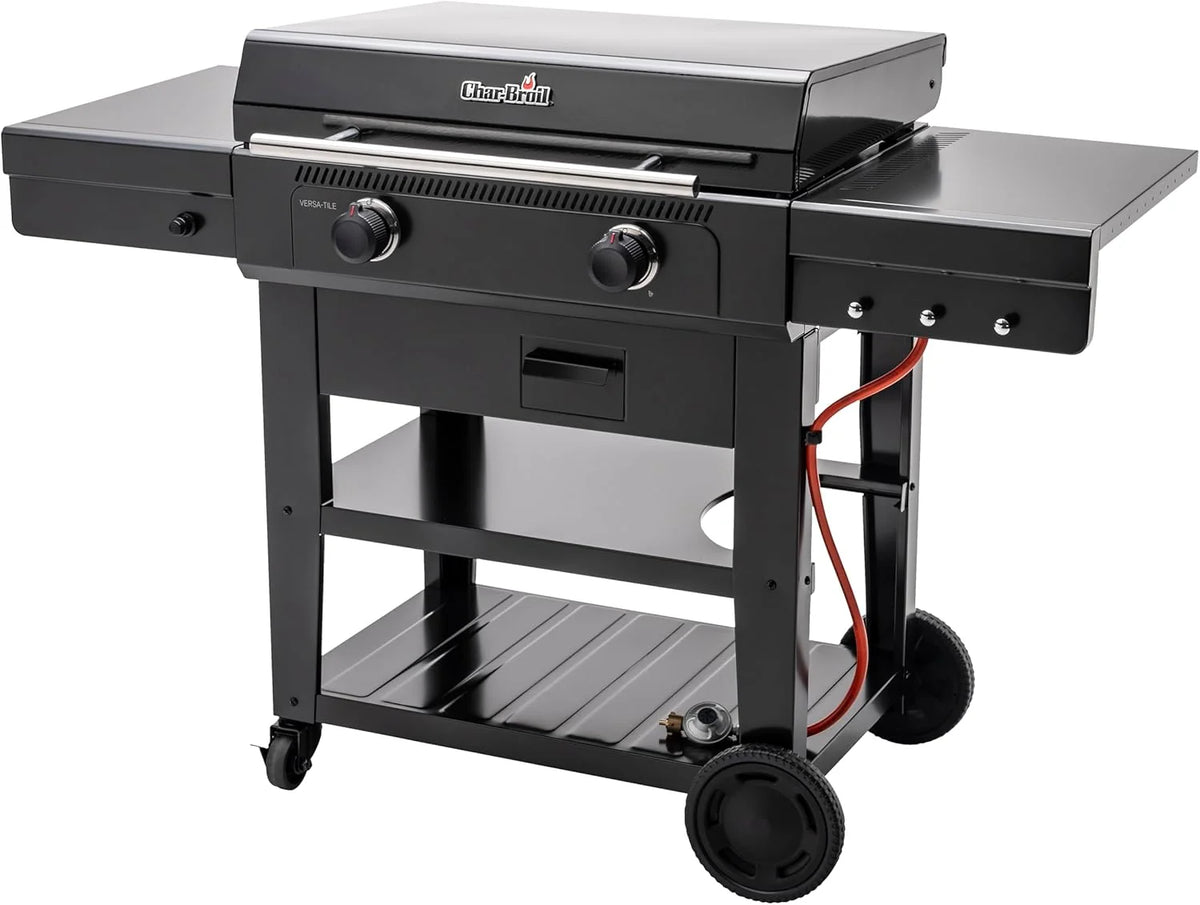 Churrasqueira a Gás Versa-Tile Char-Broil, Plancha a Gás 2 Zonas, Superfície de Cozedura: 70 x 50 cm, Sistema de Módulos 3 em 1: Plancha, Grelha e Forno para Pizza