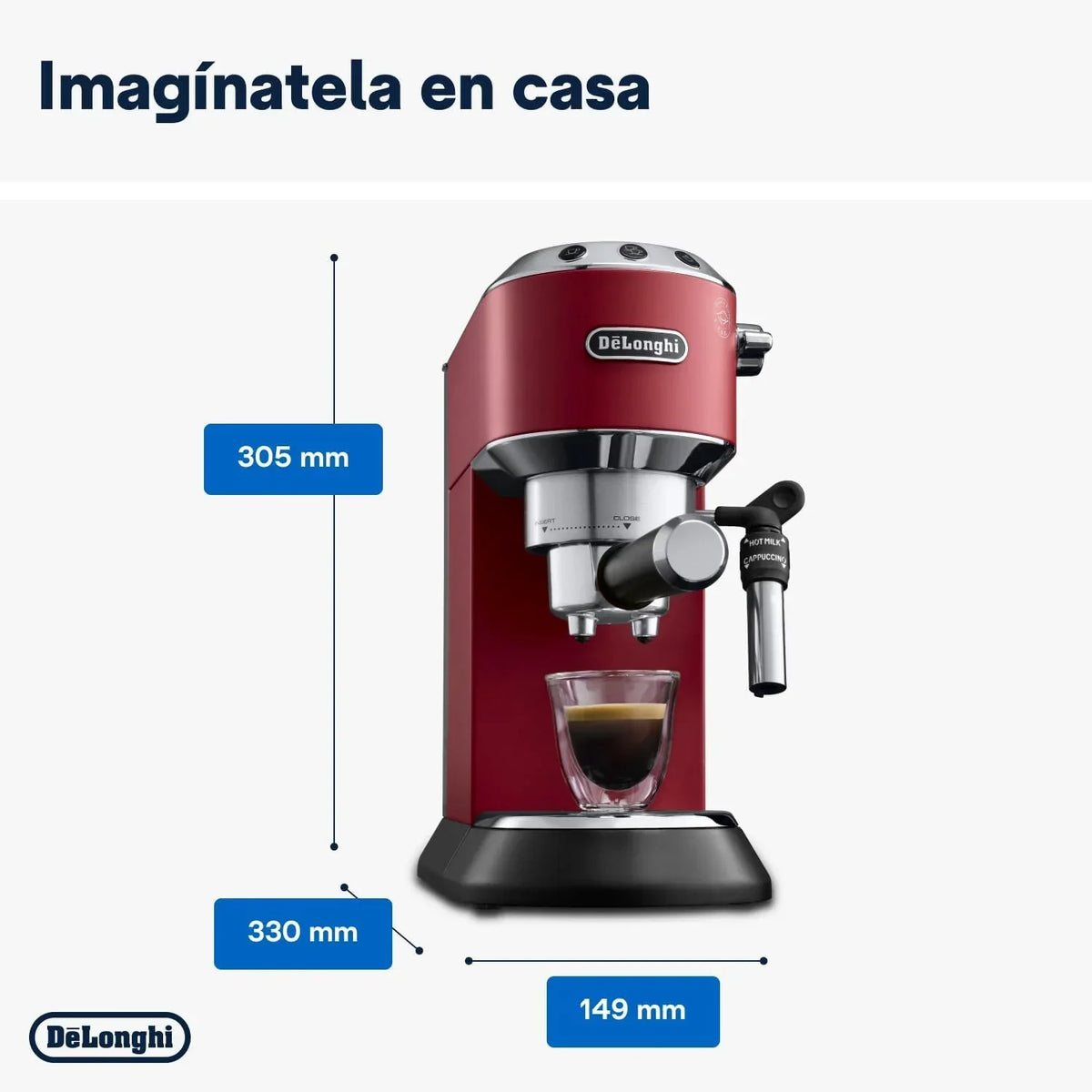 De'Longhi Dedica – Cafeteira de Bomba em Aço Inoxidável para Café Moído ou Saquetas, Espresso e Cappuccino, Reservatório de 1.3 Litros, Sistema Anti-pingo, Modelo EC685.M, Cor Metal