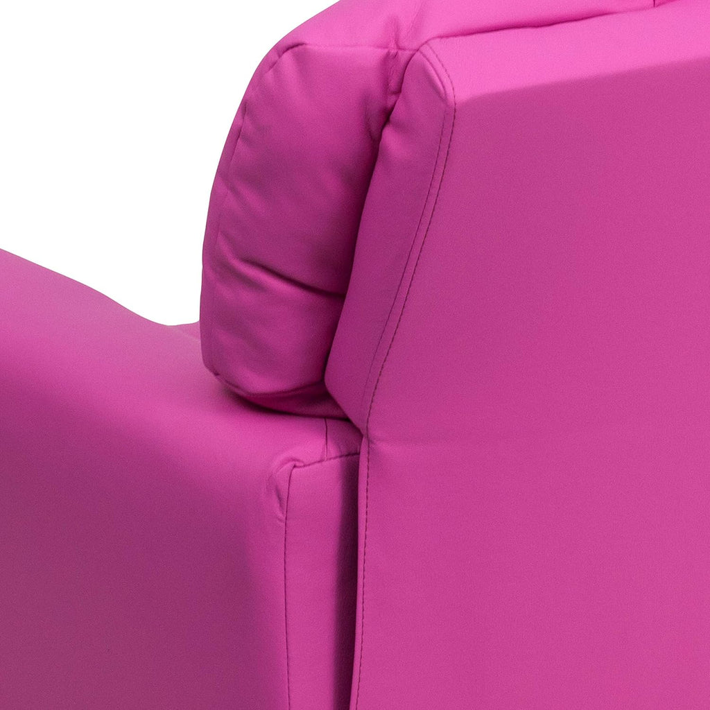 Poltrona Reclinável Infantil Contemporânea Flash Furniture com Porta-Copos, Madeira, Vinil Bege, 66,04 x 53,34 x 53,34 cm