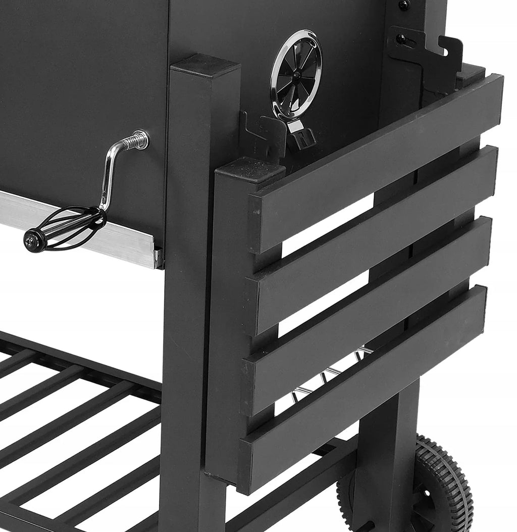 GRANDE CHURRASQUEIRA A CARVÃO XXL COM GRELHA DE FERRO FUNDIDO AJUSTÁVEL 78x42,5mm 3 PRATELEIRAS LUND