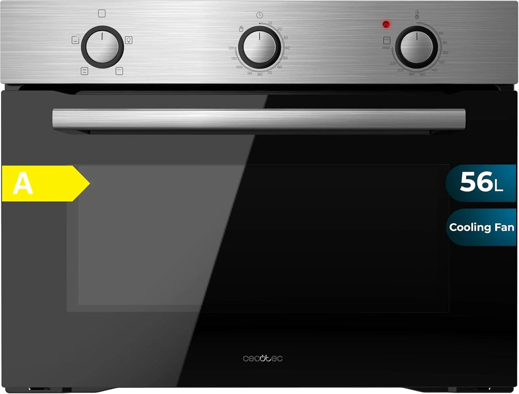 Forno Embutível Cecotec 45cm de Altura Convencional Bolero Hexa C134500 Inox A. 2600W, Capacidade de 56L, Baixo Consumo, 4 Funções, Temporizador, Limpeza a Vapor, Cozedura a Vapor