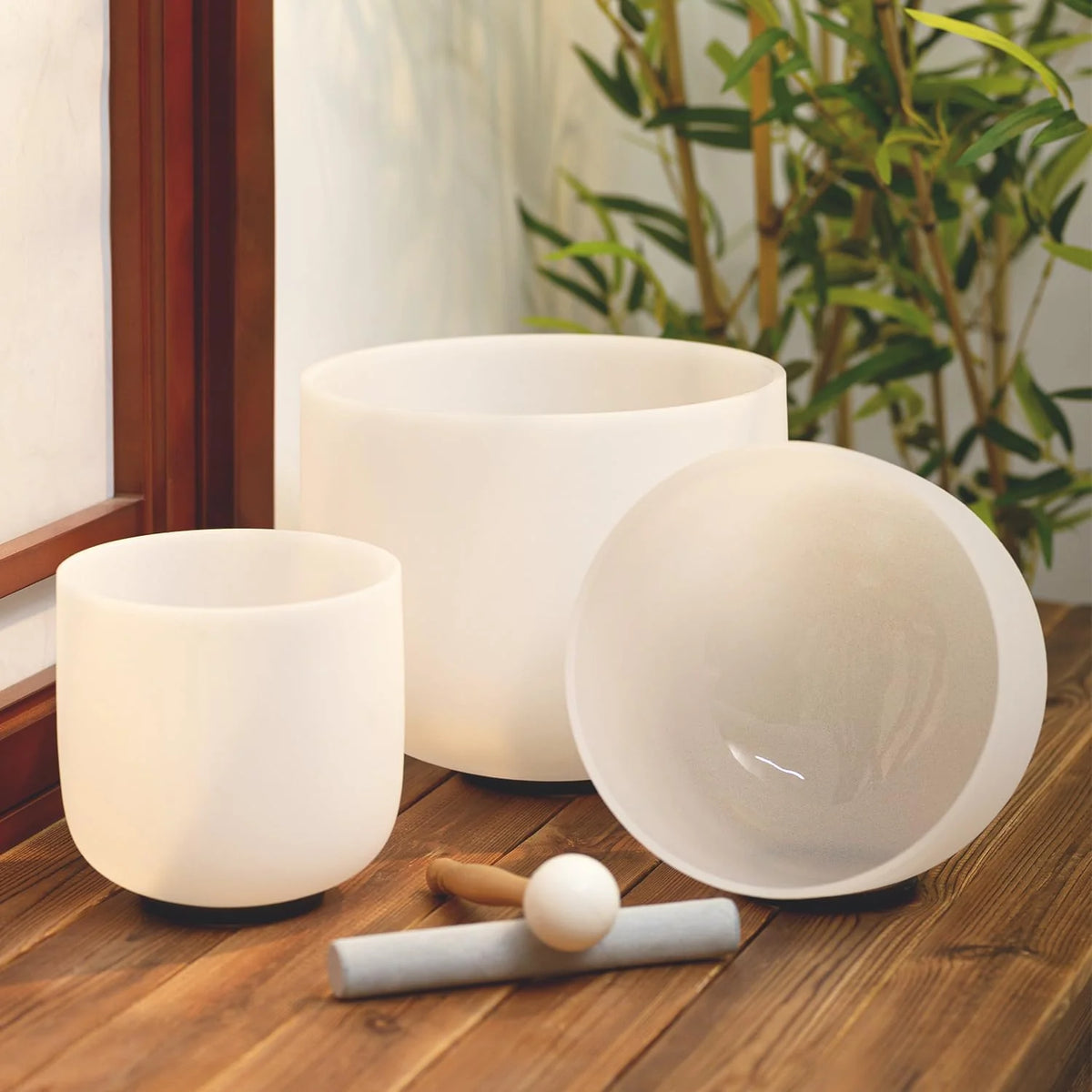 Hye-eun - Conjunto de 3 tigelas de cristal de quartzo com 15,2 cm, 20,3 cm e 25,4 cm, 432 Hz, para meditação, ioga, com estojo de transporte e terapia de equilíbrio
