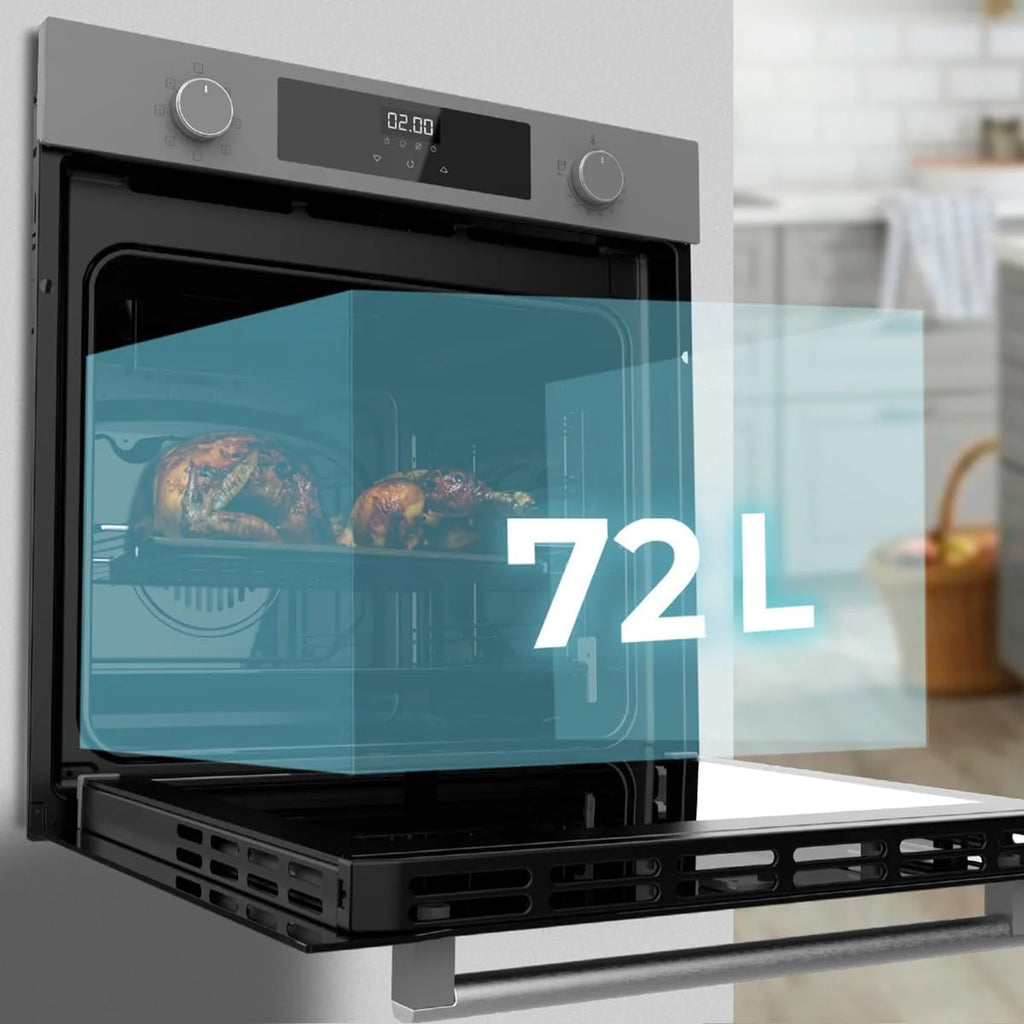 Cecotec Forno Multifunções Integrável 60cm Bolero Hexa M226000 Glass Grey A. 2800W, 72L, 7 Funções, Modo Grelhador, Grelhador Ventilado, Modo Convecção, Descongelar, Steam Base X2, Steam EasyClean e Assist