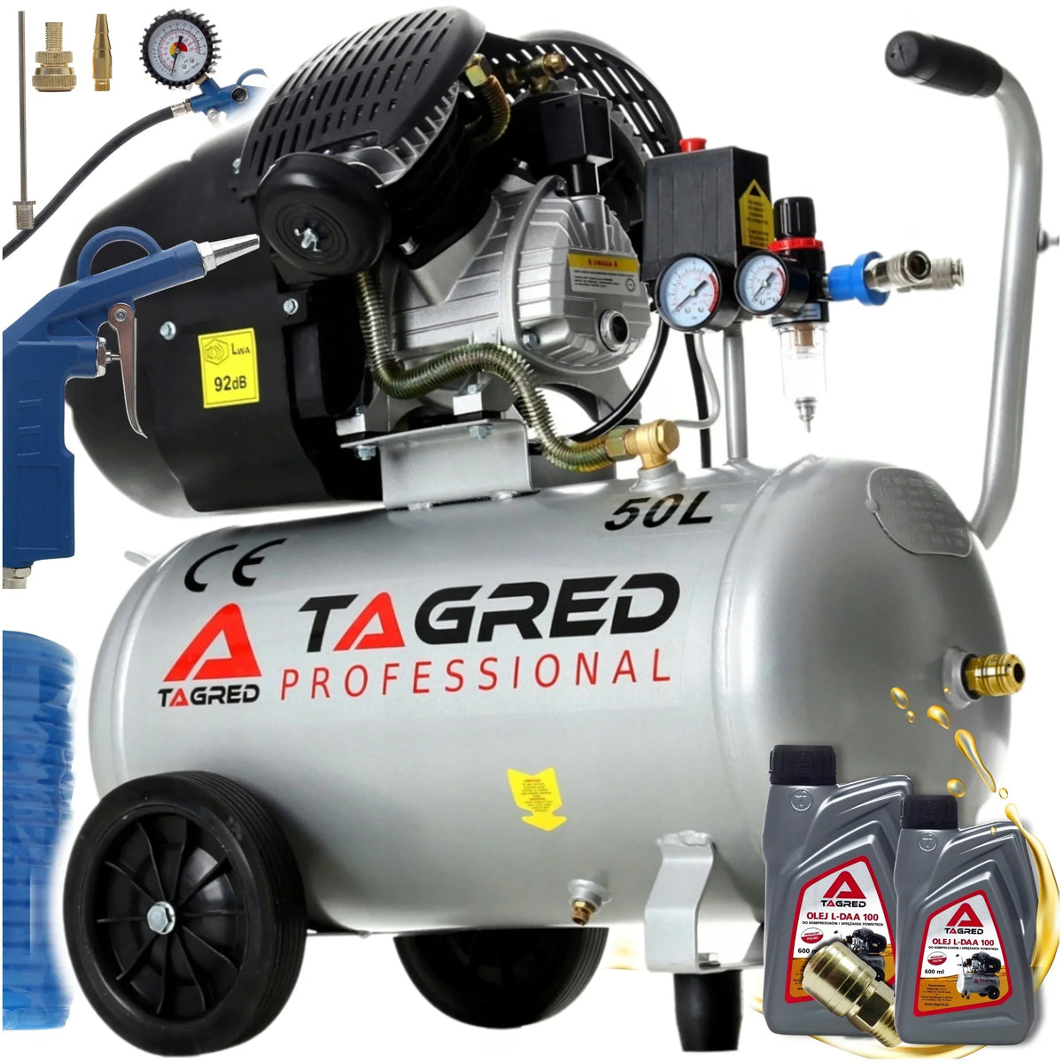 COMPRESSOR DE AR A ÓLEO 50L POTENTE GRÁTIS KIT +6 EM 1 EFICIENTE 9 bar 300L