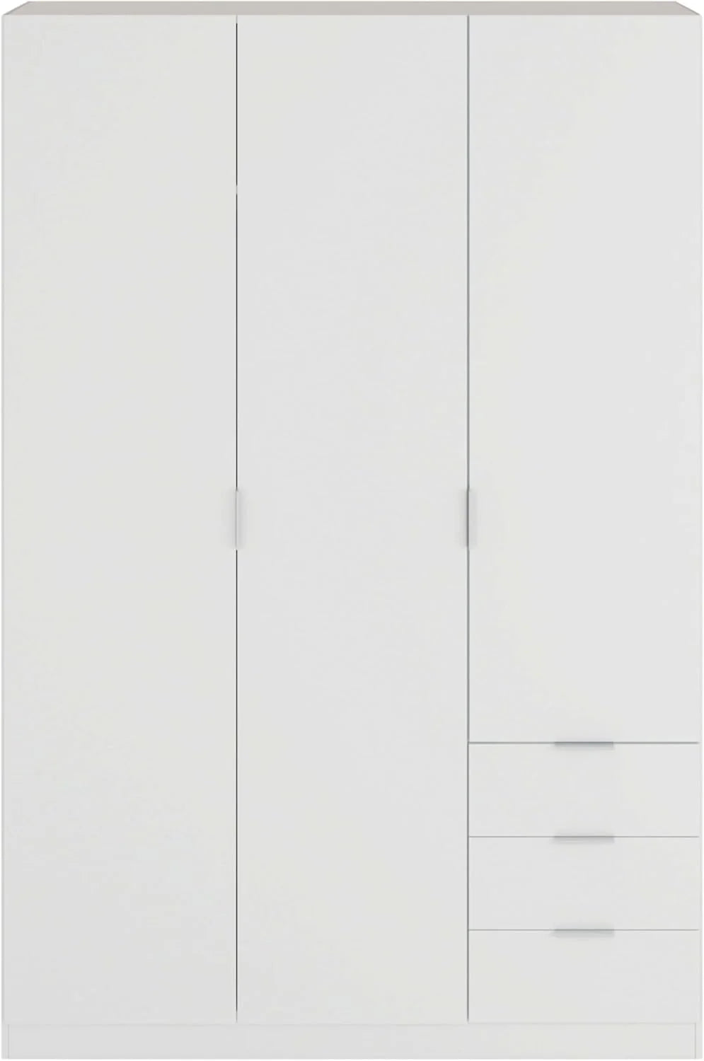 Guarda-Roupa de Três Portas e Três Gavetas Habitdesign, Acabamento Branco Ártico, Medidas: 121 cm (L) x 180 cm (A) x 52 cm (P)