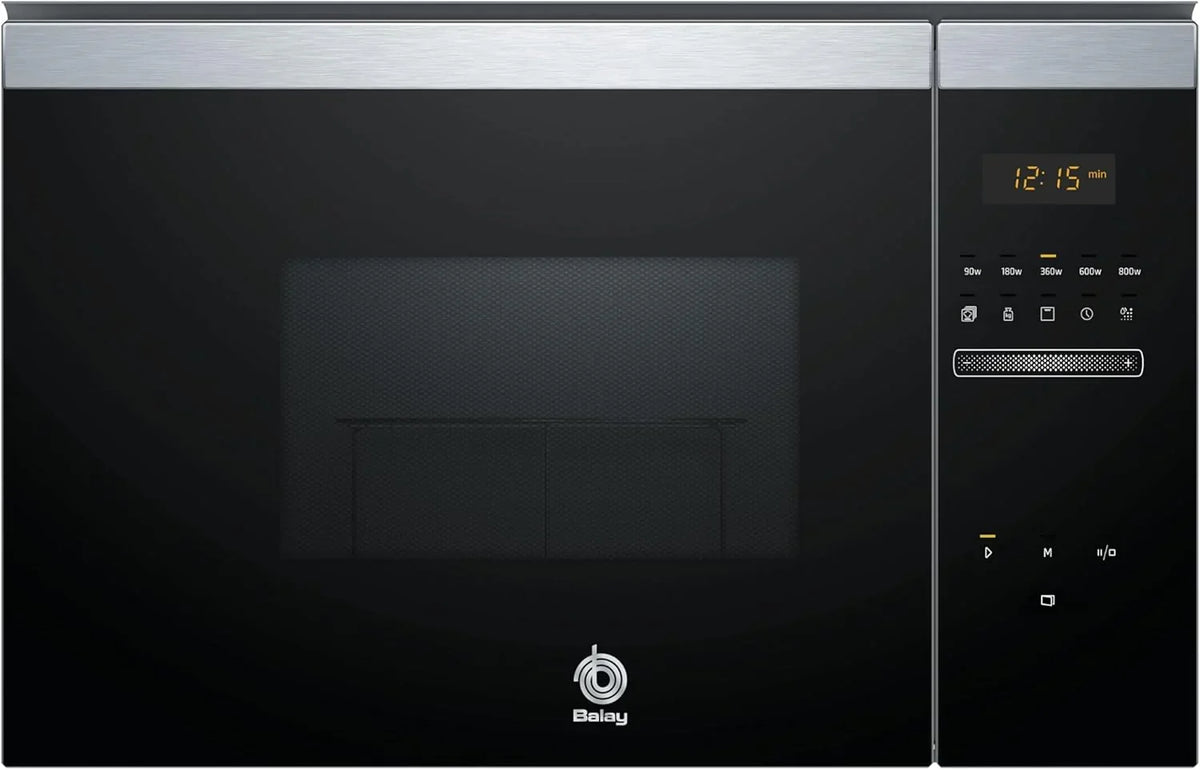 Balay 3CG5172N2 - Micro-ondas Eletrônico, Embutir sem Moldura, 38 cm, 20 l, 5 Funções, Aqualisis, Abertura Lateral Esquerda, 8 Receitas, Prato Giratório 25,4 cm, Com Grill, Vidro Preto