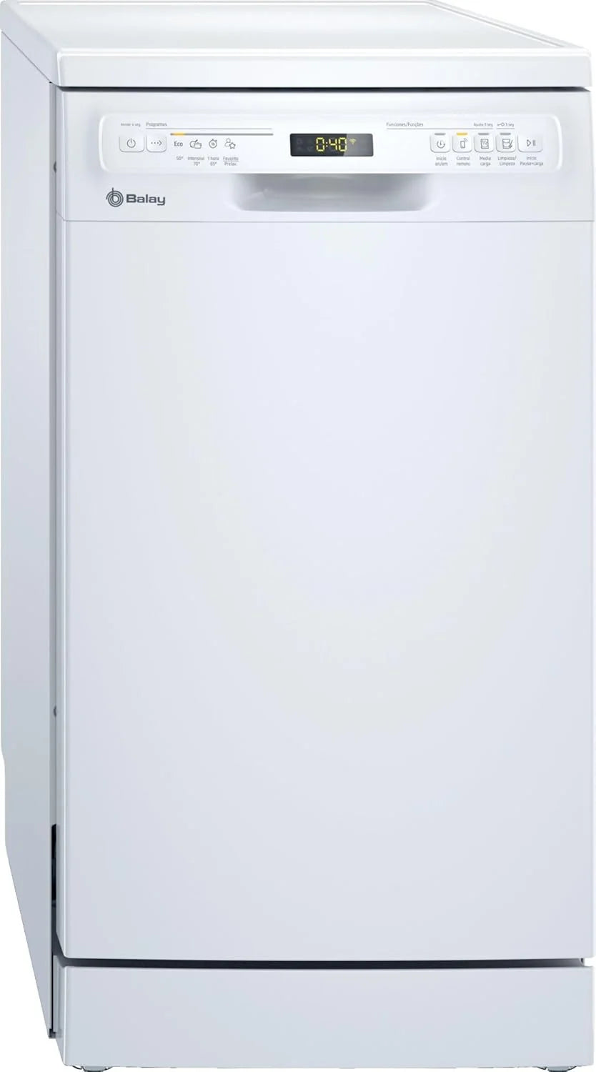 Balay - Máquina de lavar loiça, Livre instalação, 45 cm de largura, Motor ExtraSilêncio, Home Connect, Display LED, Branco, 3VN4030BA