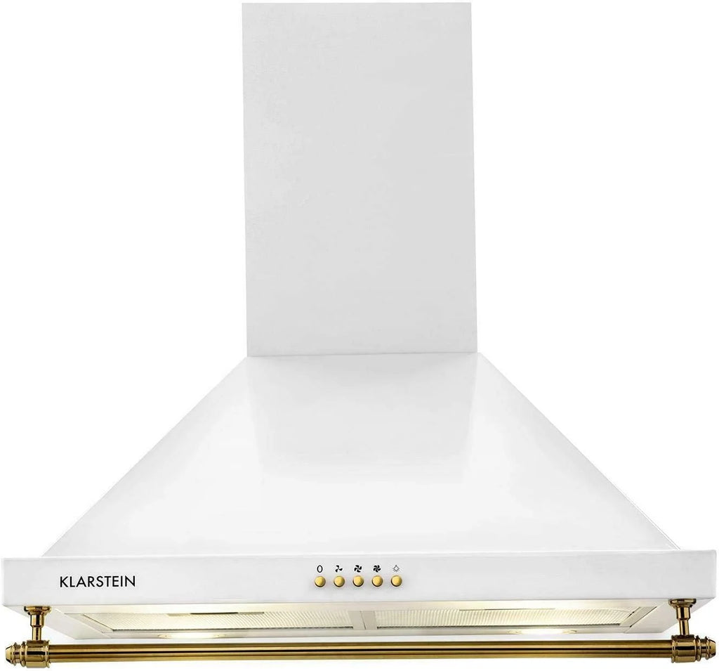 Klarstein Montblanc - Coifa de Parede 60 cm, 3 Níveis de Potência, Sucção de 610 m³/h, Potência de 165W, Kit de Montagem Incluso, Exaustor com Saída de Ar, Filtro de Alumínio, LED, Branco