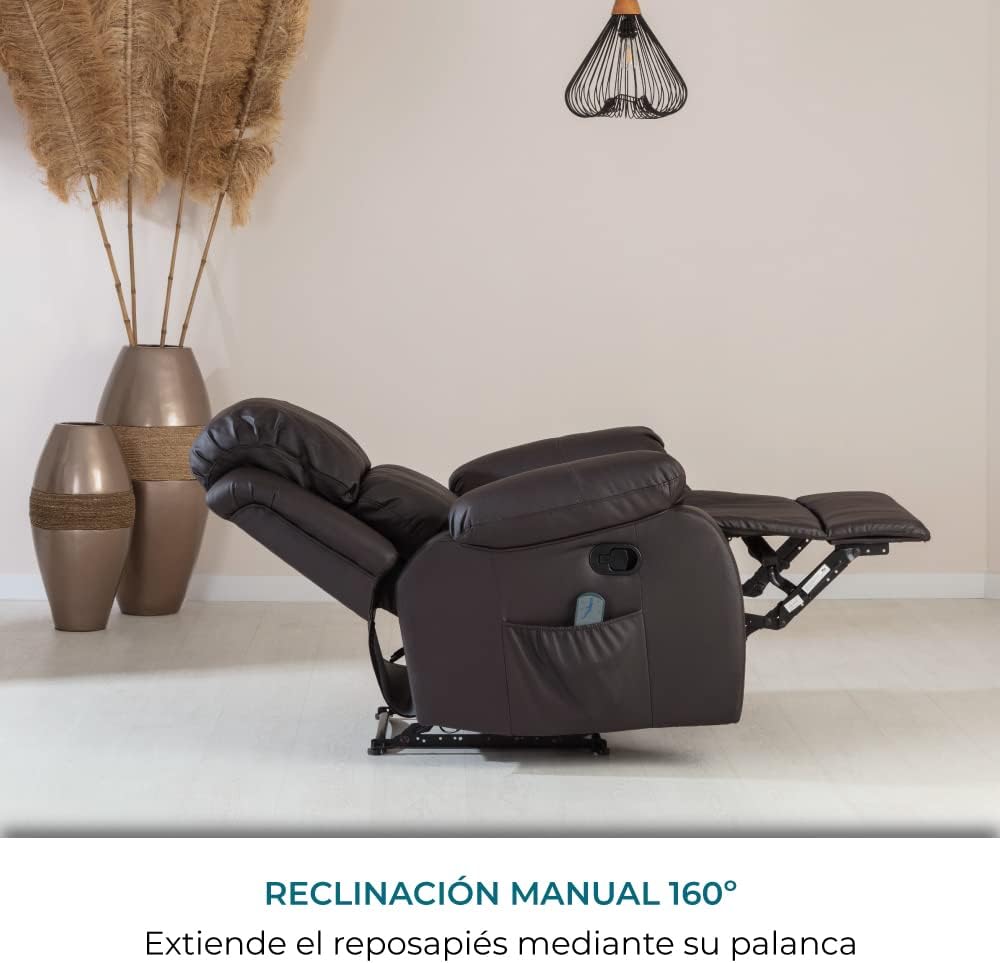 Don Descanso - Poltrona de Massagem Relaxante com Aquecimento Trevi Preta Reclinável 160º com 8 Motores Silenciosos, Aquecimento Lombar, Sistema de Massagem em 4 Zonas e Acabamento em PU Anti-Rachaduras [Inclui Controle Remoto]. Ideal para Idosos