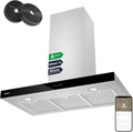 CIARRA CBCS9102 Coifa de Parede 90 cm Classe A+++ 650 m³/h WIFI Controle por Toque 4 Velocidades Exaustão e Recirculação Interna por Filtro de Carvão CBCF003