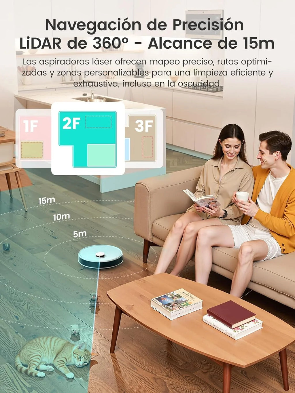 Lefant M3 Robô Aspirador e Passa Pano com Base de Esvaziamento Automático, Navegação a Laser dToF, Mapeamento Inteligente, Evitamento de Obstáculos PSD 190°, 12000Pa, Autonomia 220mins, WiFi/Alexa/APP/i Watch, 2,4G & 5G