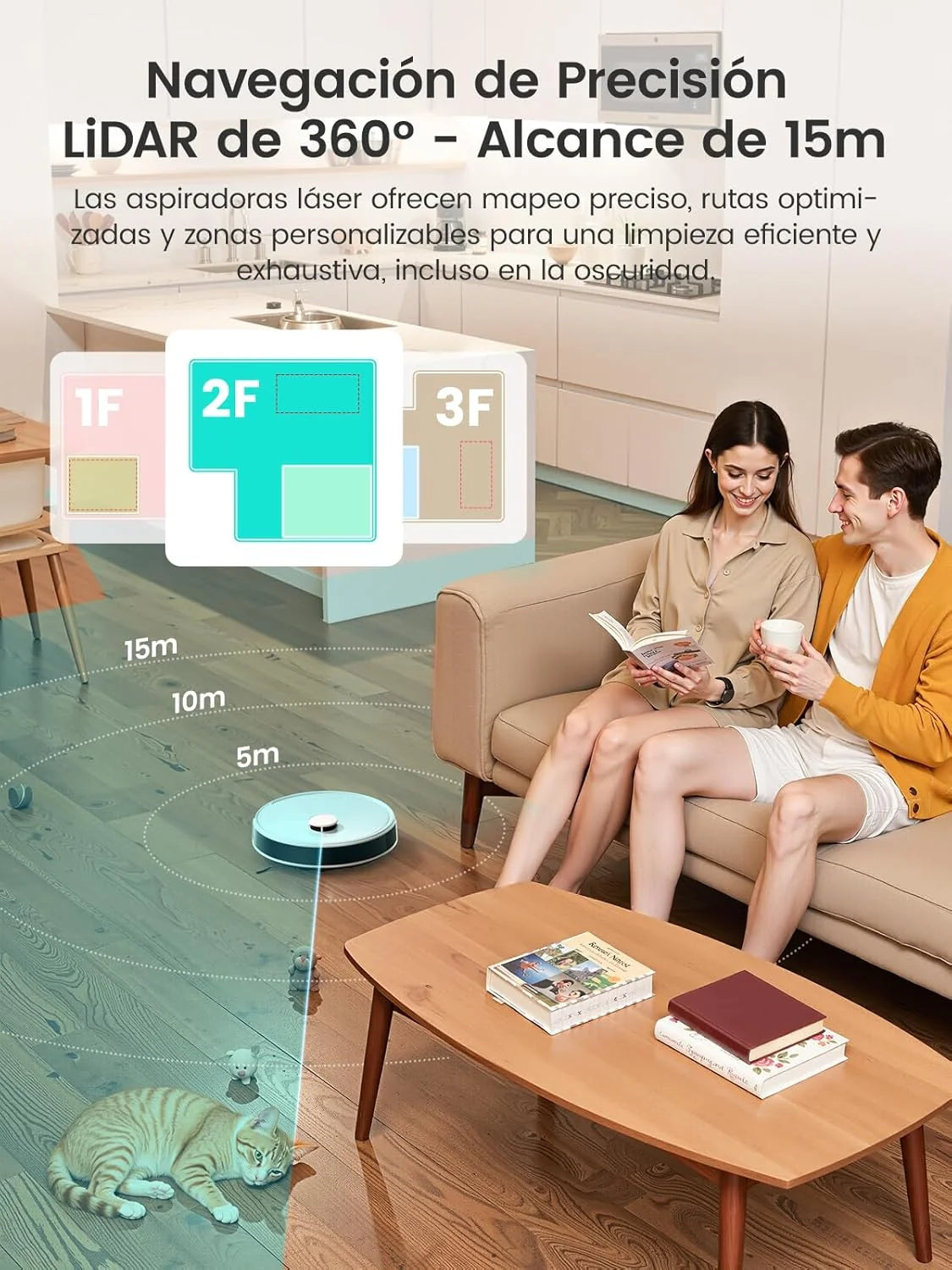 Lefant M3 Robô Aspirador e Passa Pano com Base de Esvaziamento Automático, Navegação a Laser dToF, Mapeamento Inteligente, Evitamento de Obstáculos PSD 190°, 12000Pa, Autonomia 220mins, WiFi/Alexa/APP/i Watch, 2,4G & 5G
