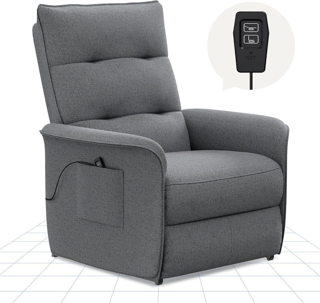 FLEXISPOT Poltrona Reclinável Elétrica com Encosto Ajustável, Reclinável de 105° a 155°, Poltrona Ergonômica para Quarto, Sala e Home Theater (Cinza Escuro)