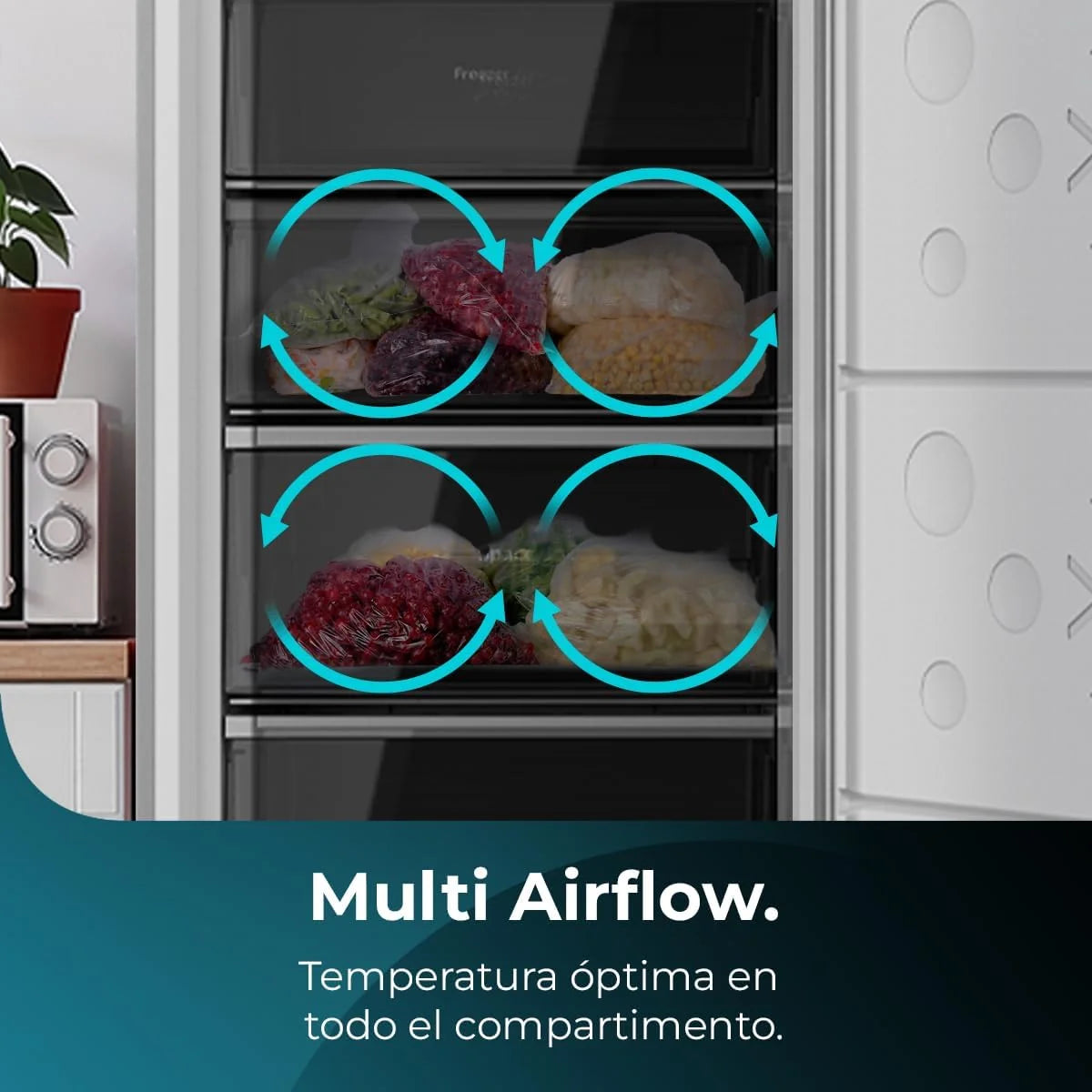 Cecotec Congelador Vertical de 380L Bolero CoolMarket UF 380 Inox D. 1950W, Motor Inverter Plus, Baixo Consumo, Total No Frost, Display na porta, Conversível em frigorífico, Multi Airflow