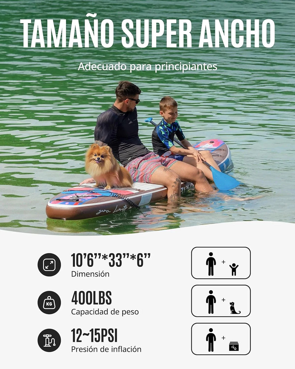 Prancha de Remo Inflável ZLX com Assento, 320 cm, para Adultos, Ideal para Iniciantes, Ampla e Estável, Antiderrapante
