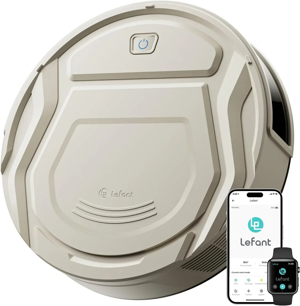 Aspirador Robô Lefant M210 Pro, Sucção de 2200 Pa, Autonomia de 120 Minutos, Aspirador Robô sem Emaranhados, Fino, Ideal para Pelos de Animais de Estimação, Tapetes de Pelo Baixo, Wi-Fi/App/Alexa, Cinza
