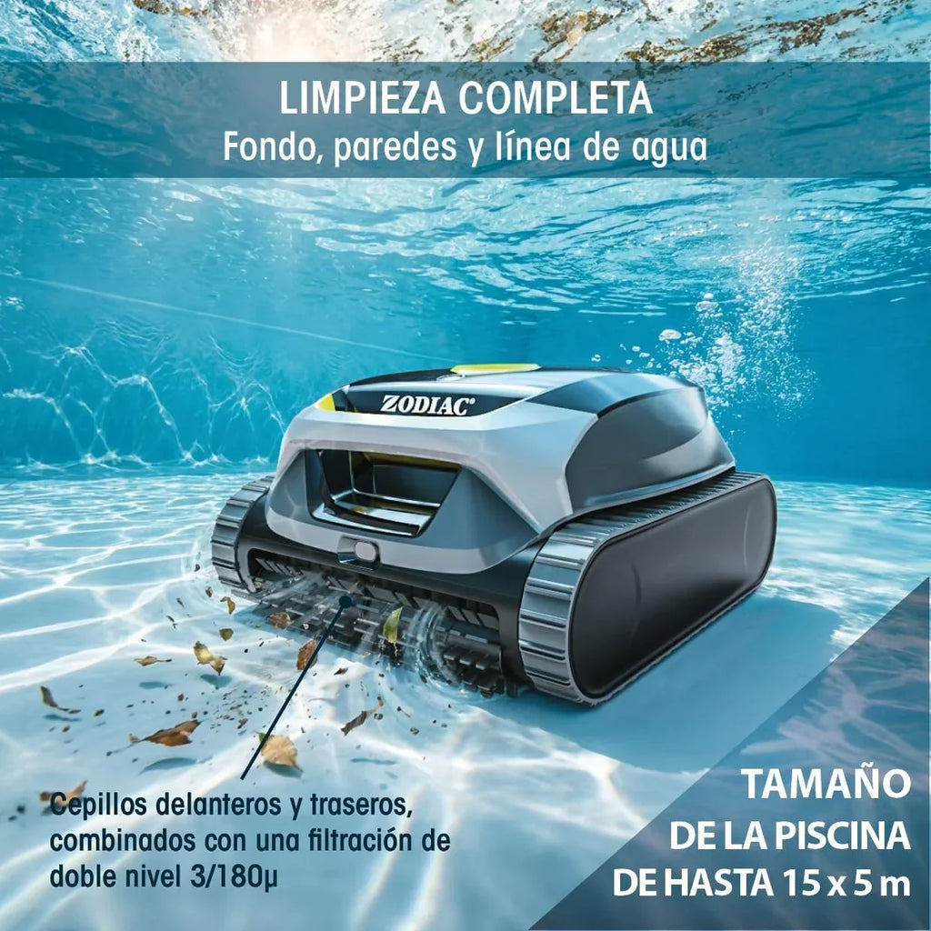 Robô Aspirador de Piscina Sem Fio Zodiac Freedom Lite com Bateria de Lítio - Limpador de Piso, Paredes e Linha d'Água - Dupla Filtragem - Ciclos de Até 3 Horas por Carga