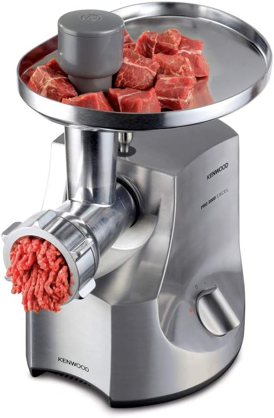 Moedor de Carne Elétrico Kenwood Pro, 3 Discos de Aço Inoxidável, 2 Velocidades, MG700, Potência 2000W, Prata