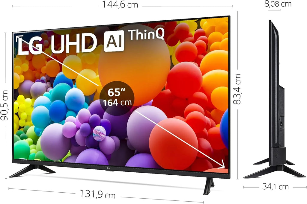 65UT73006LA 65", UHD 4K, Série UT73, Smart TV, WebOS24, Processador a5, HDR10, Dolby Digital Plus, SmartTV, 3840x2160, Preto