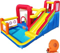 Castelo insuflável infantil com soprador – Multifuncional, rede de segurança, seguro e duradouro, perfeito para qualquer estação, para interior/exterior