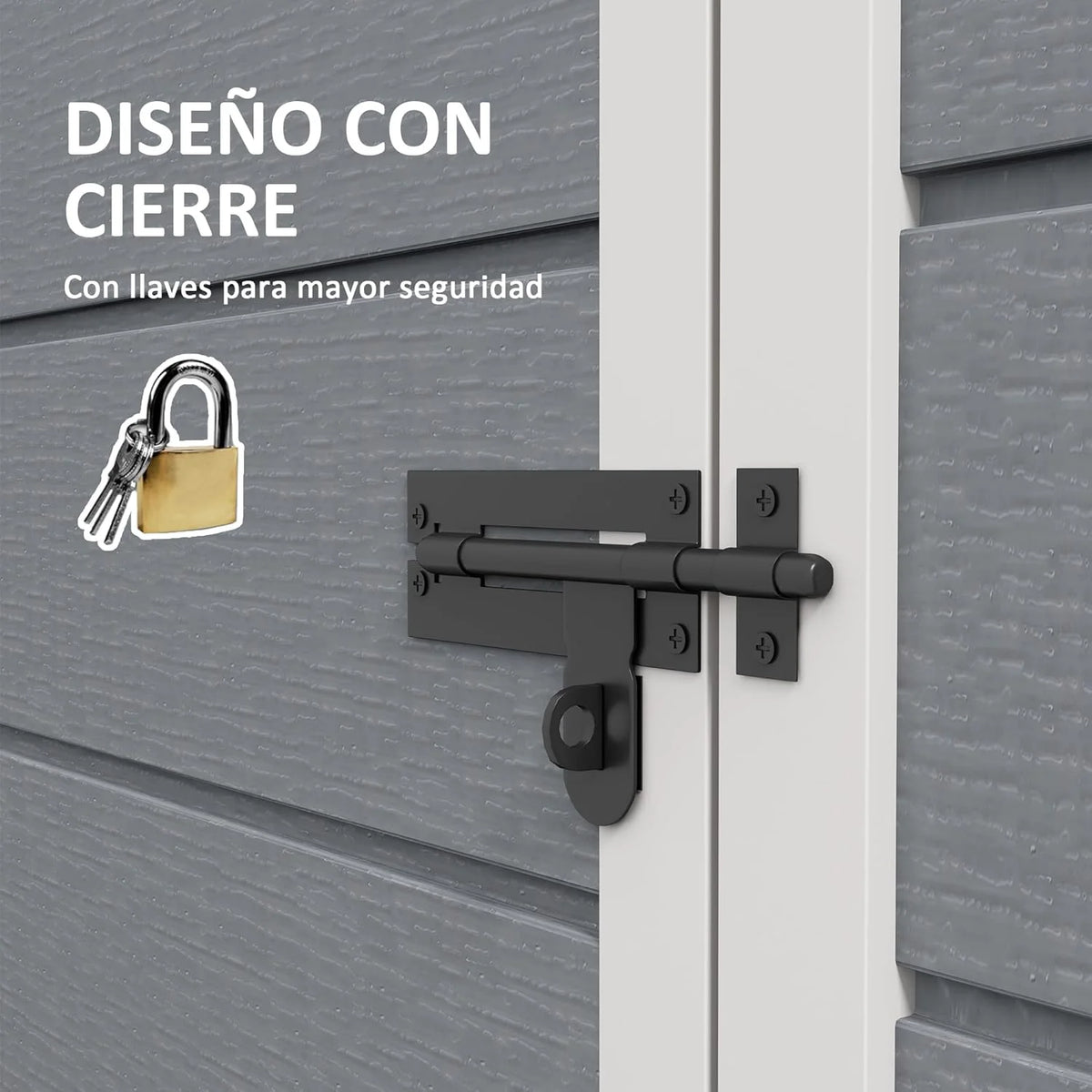 Outsunny Galpão de Jardim Exterior, 1,14 m², 151x92x193 cm, Abrigo de Jardim Exterior com Piso, Porta Deslizante, Janela e Teto Inclinado, para Armazenamento de Ferramentas, Cinzento