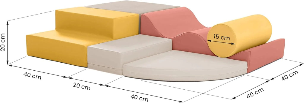 IGLU Blocos de Espuma para Crianças, Brinquedo Educativo Montessori, Escalada, Escorregador, Conjunto de 6 Blocos Macios para Bebês e Crianças (Outono Pastel)