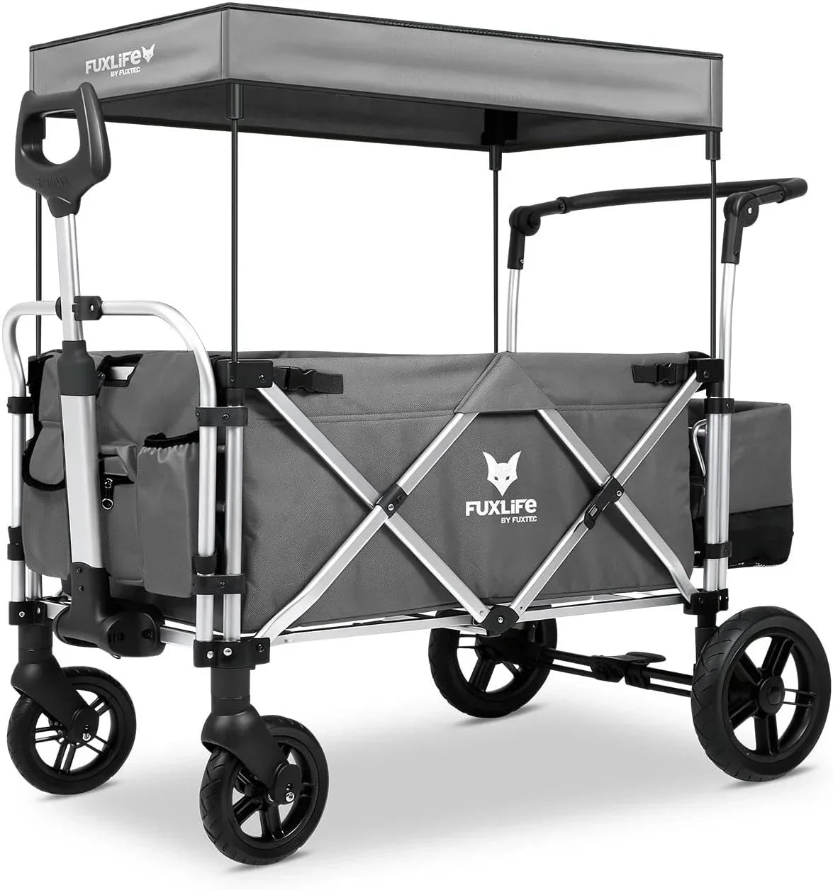 FUXTEC FX-CTL900 Premium Cinza, Carrinho Dobrável Original para Crianças, Ideal para Jardim, Praia ou Cidade, Empurrar ou Puxar, Carga de até 75 kg.