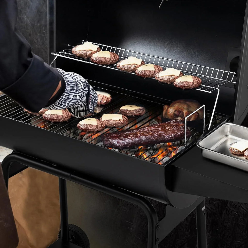 2026 Churrasqueira a carvão Royal Gourmet CC1830 de 30 polegadas com mesa lateral, churrasqueira externa com 627 polegadas quadradas de espaço para cozinhar para jardim, pátio e festas, cor preta
