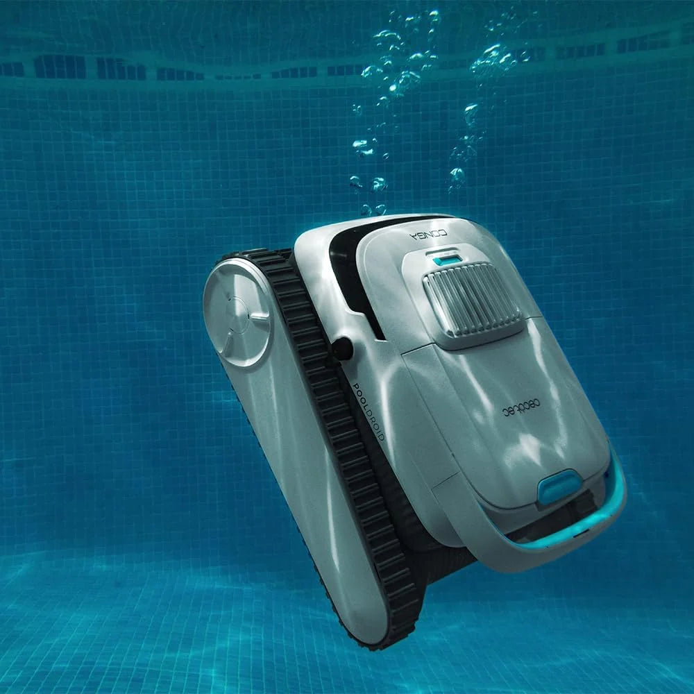 Robô Limpa-piscinas Cecotec para Fundos, Paredes e Linha de Água Conga Pooldroid 5000 TotalClean Pearl. Superfícies 100m2, Inclinação Máx 90º, Limpeza Ordenada, Autonomia 100min, Capacidade 4L