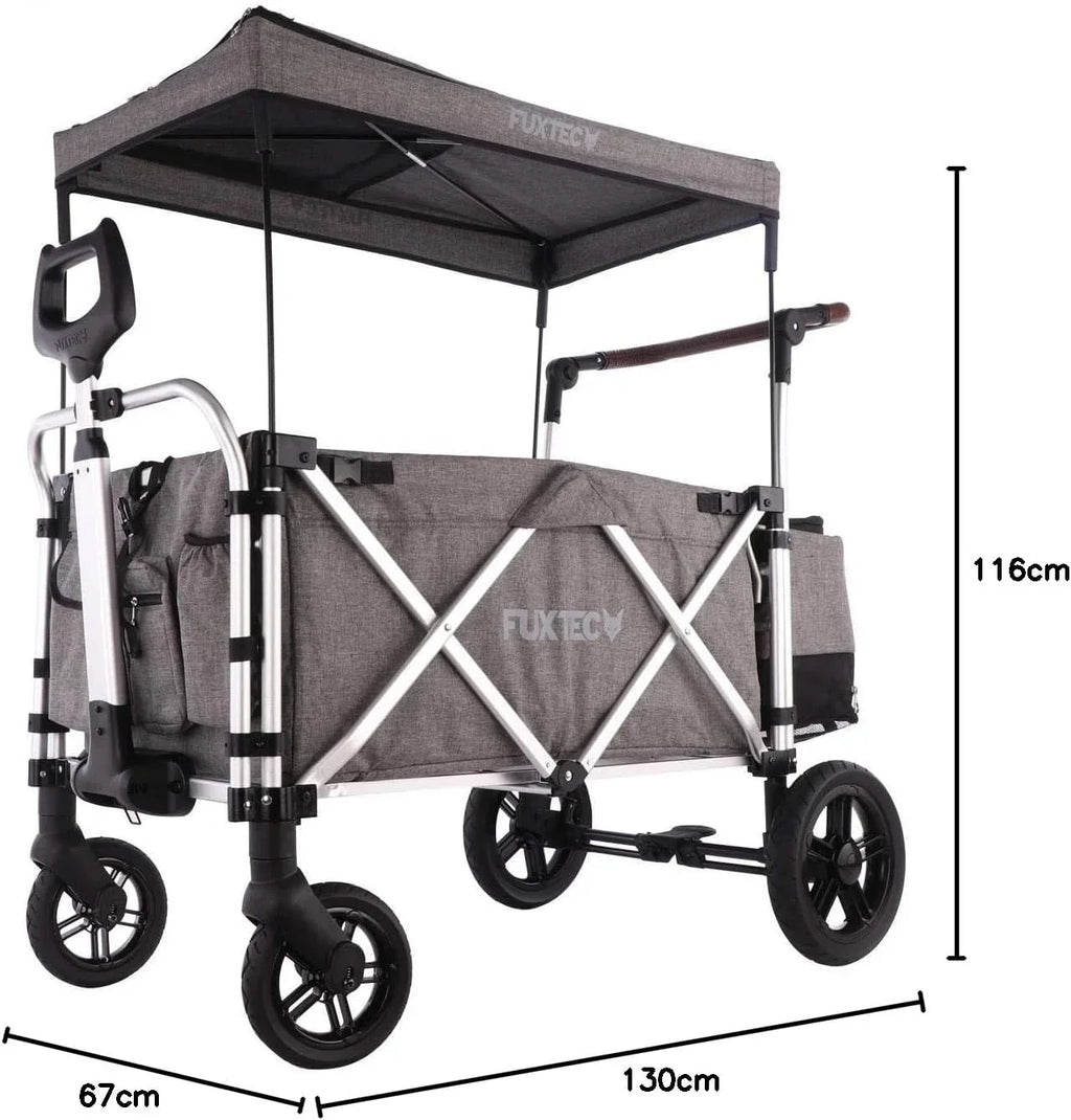 FUXTEC FX-CTL900 Premium Cinza, Carrinho Dobrável Original para Crianças, Ideal para Jardim, Praia ou Cidade, Empurrar ou Puxar, Carga de até 75 kg.