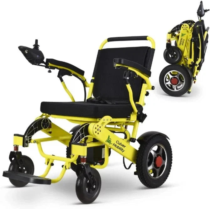 2025 Cadeira de Rodas Elétrica Culver Mobility, Scooter Elétrico Motorizado, Dobrável e Leve, Aprovada pela FDA, para Viagens de Avião (Rampa para Cadeira de Rodas de Presente Incluída) (Prata, 17.5 polegadas)