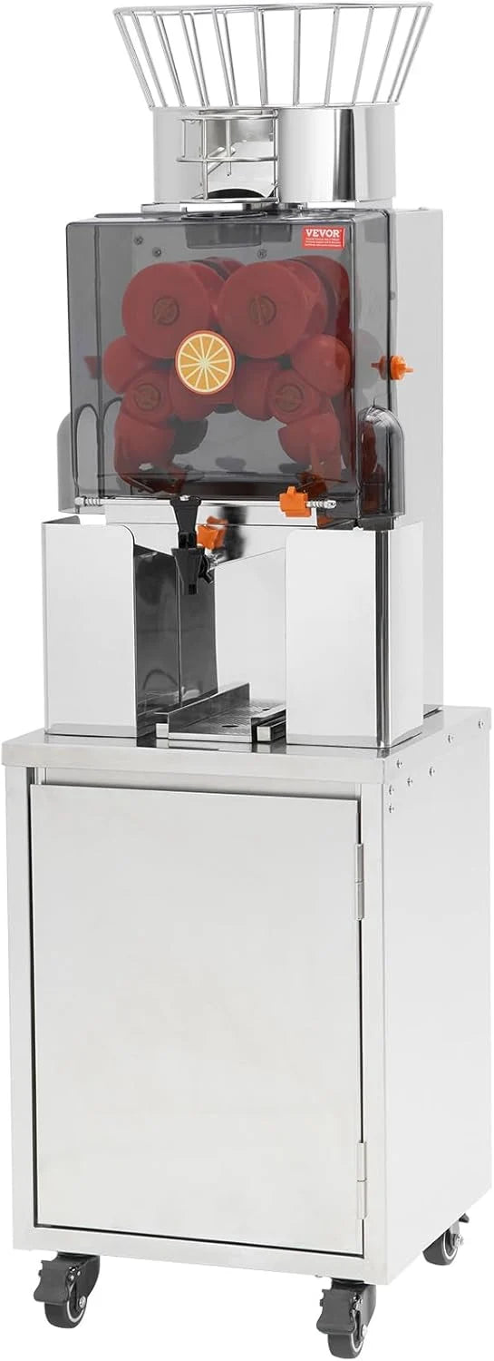 VEVOR Espremedor de Cítricos Elétrico 120 W Extrator de Suco de Laranja Comercial Automático com Filtro Removível, Balde Coletor de Polpa e Torneira para Restaurantes, Cafeterias, Frutarias