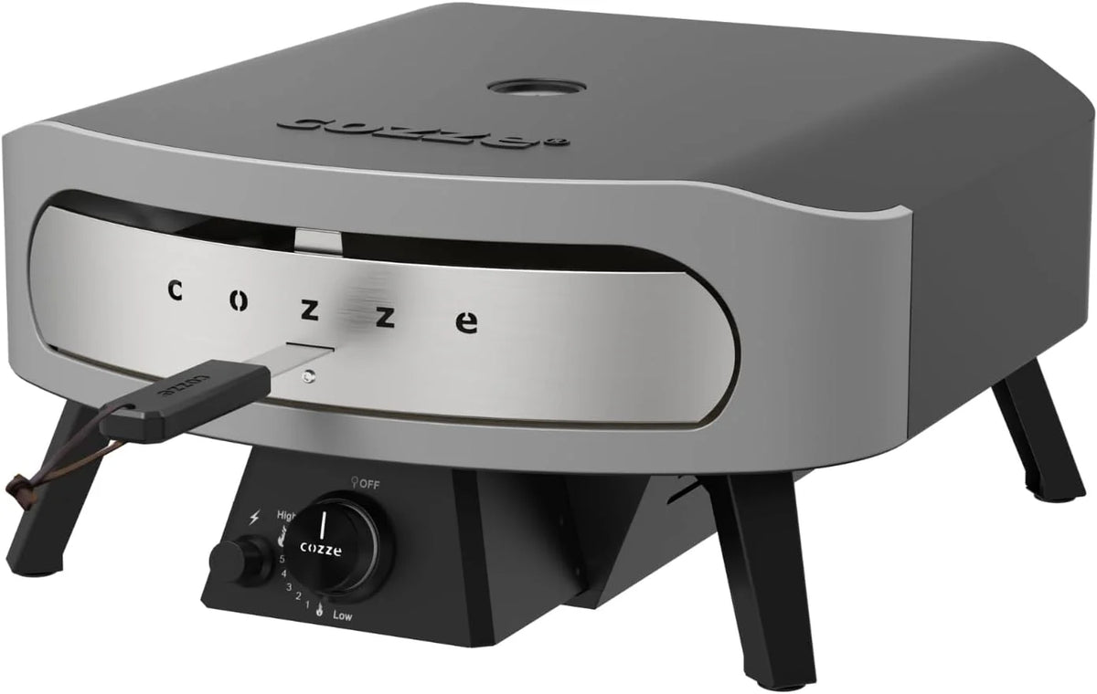 COZZE Forno de Pizza a Gás 17 polegadas – Grande Forno de Pizza para Exterior (50 mbar) – Forno de Pizza com Regulador para Pizza Familiar