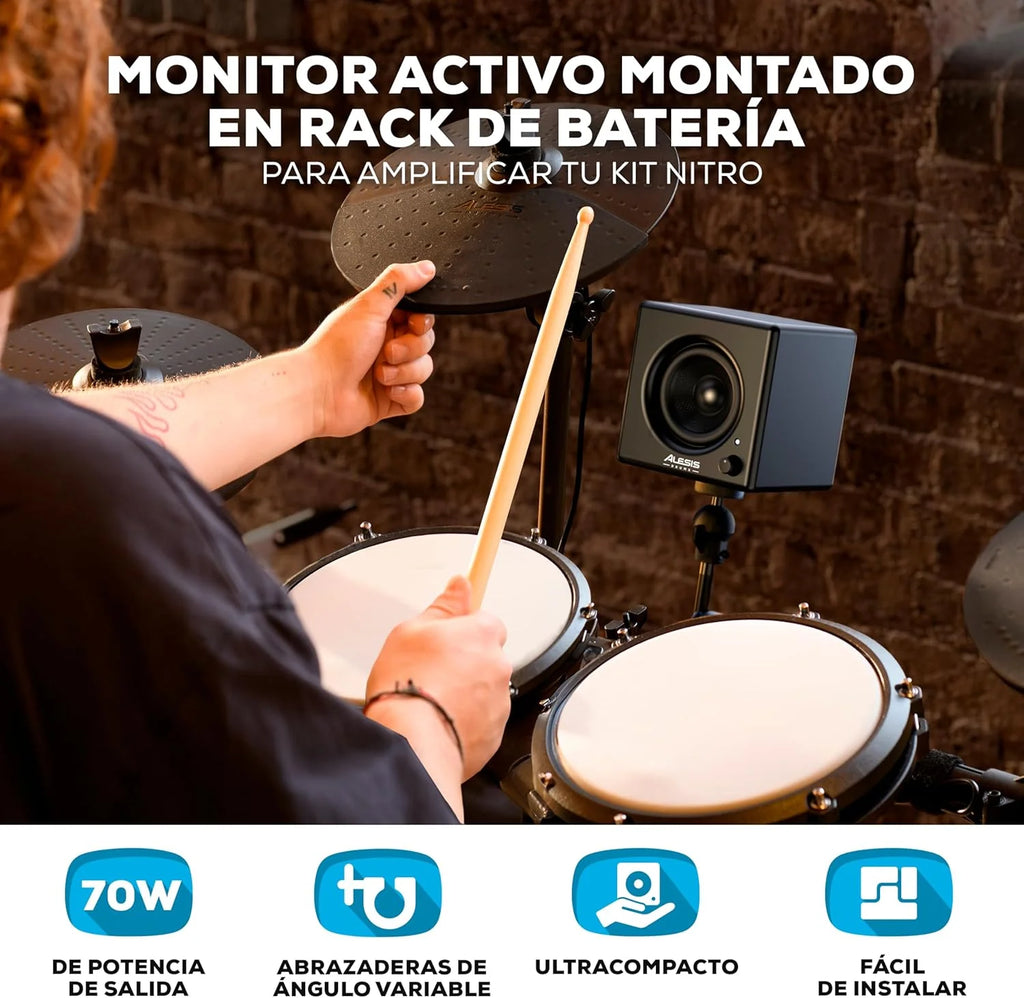 Alesis Nitro Max Kit Bateria Eletrônica com Pads de Mesh Silenciosos, Caixa Dual-Zone de 10", Bluetooth, Mais de 440 Sons Autênticos, Aulas Drumeo, USB MIDI, Pedal de Bumbo