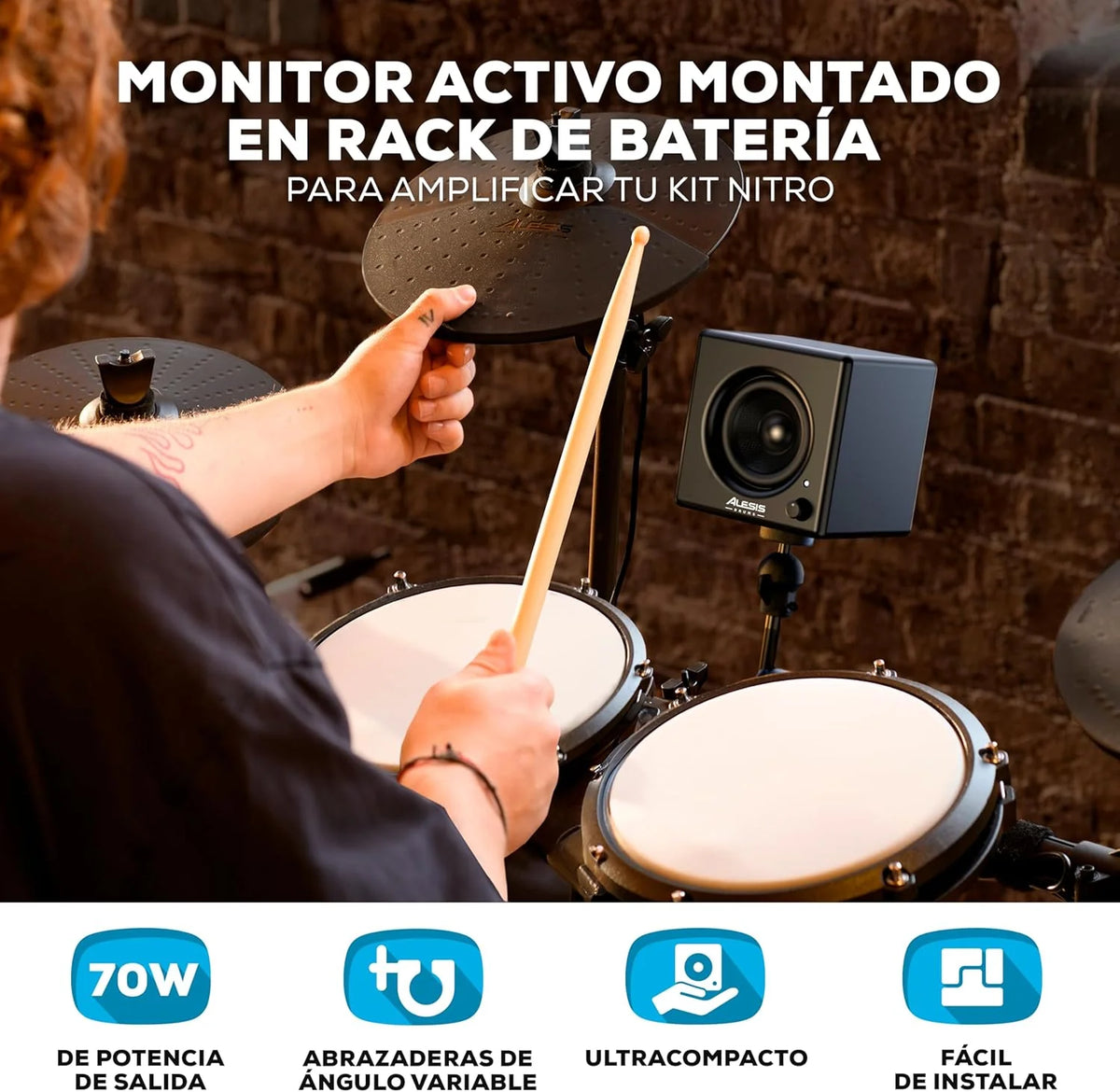 Alesis Nitro Max Kit Bateria Eletrônica com Pads de Mesh Silenciosos, Caixa Dual-Zone de 10", Bluetooth, Mais de 440 Sons Autênticos, Aulas Drumeo, USB MIDI, Pedal de Bumbo