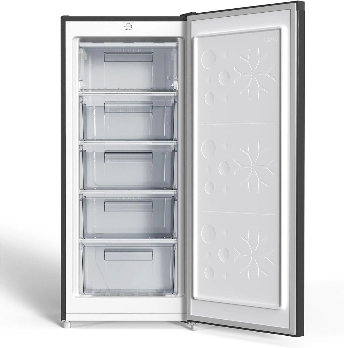 Freezer vertical CHiQ, 145L de capacidade, congelamento rápido, termostato ajustável, silencioso, porta reversível, preto, classificação energética E